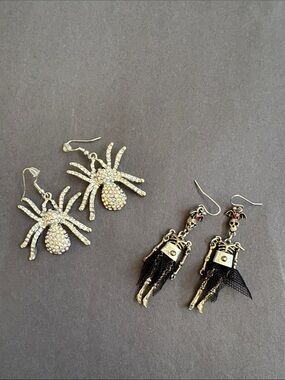 Iridescent Crystal Spider Dangle Earrings for Women